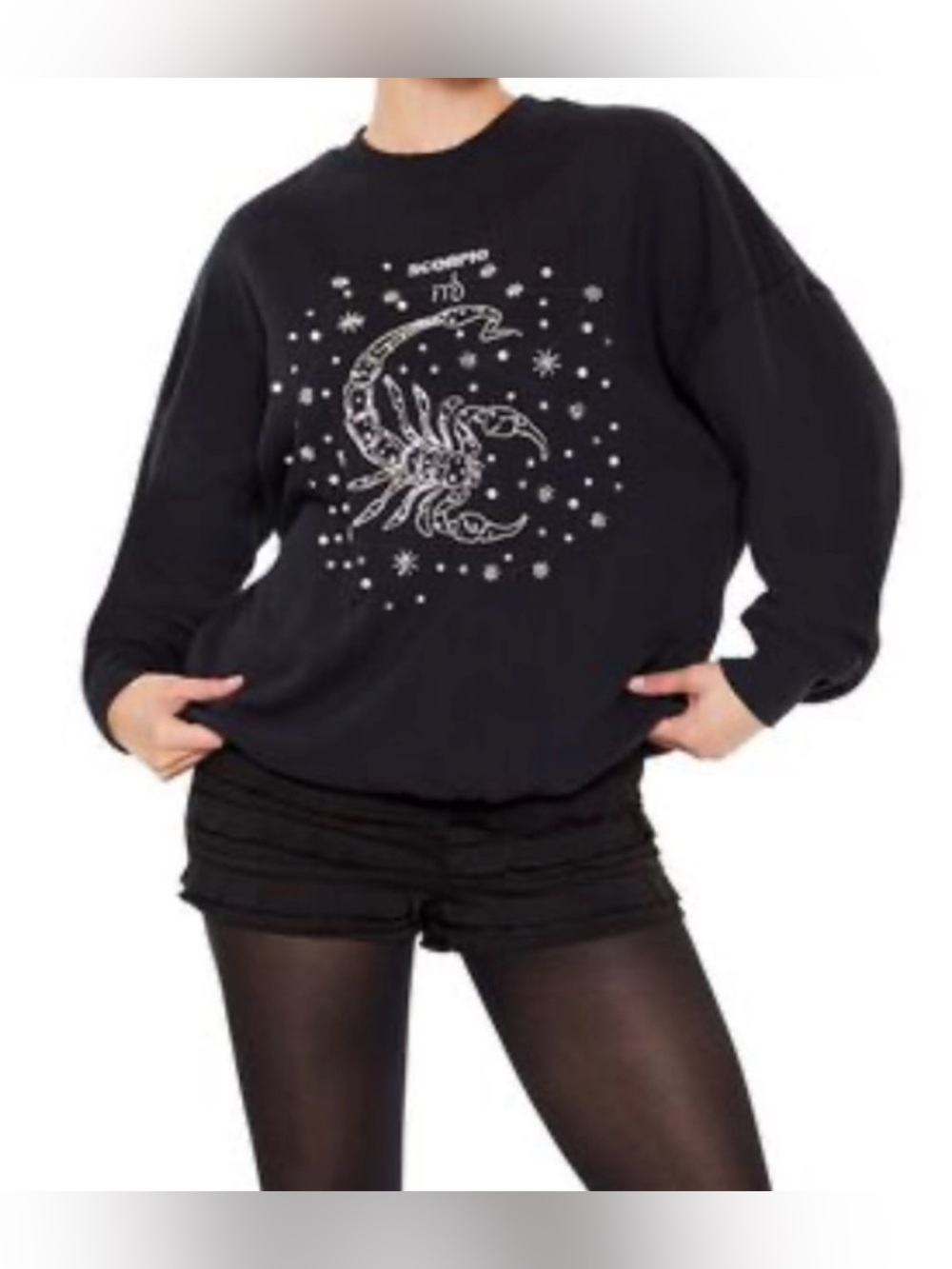 NWOT Forever 21 Scorpio Black Beaded Sweatshirt